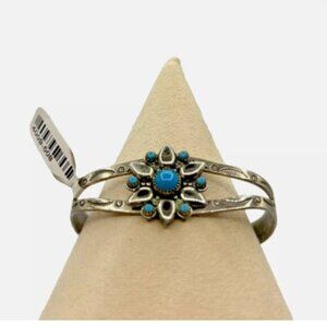 VTG Navajo Bell Trading Post Company Sterling Silver Cuff Flower Bracelet